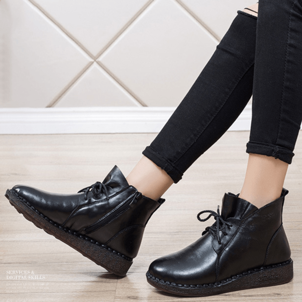 Casual Soft Leather Warm Boots for Women - MRSLM