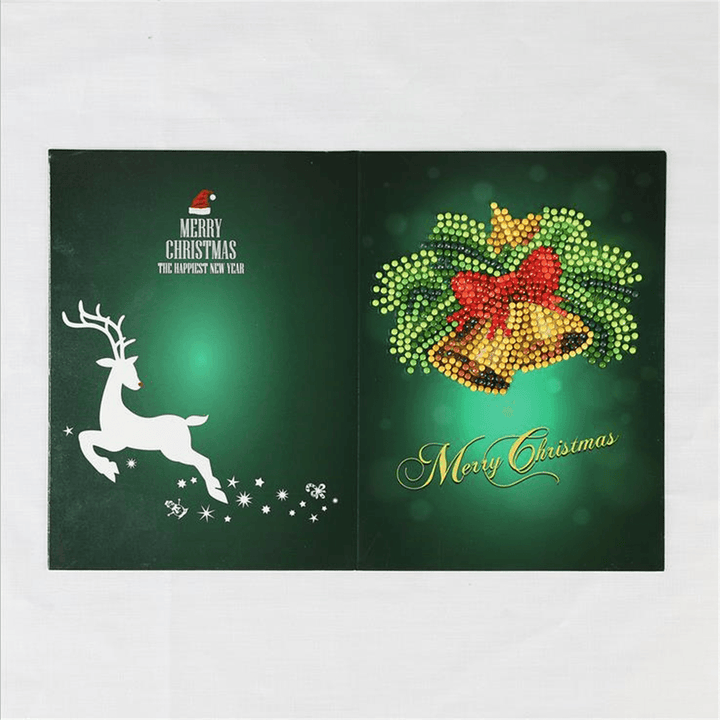 5D DIY Diamond Painting Christmas Greeting Card Cross Stitch Embroidery Mosaic Holiday Decor - MRSLM