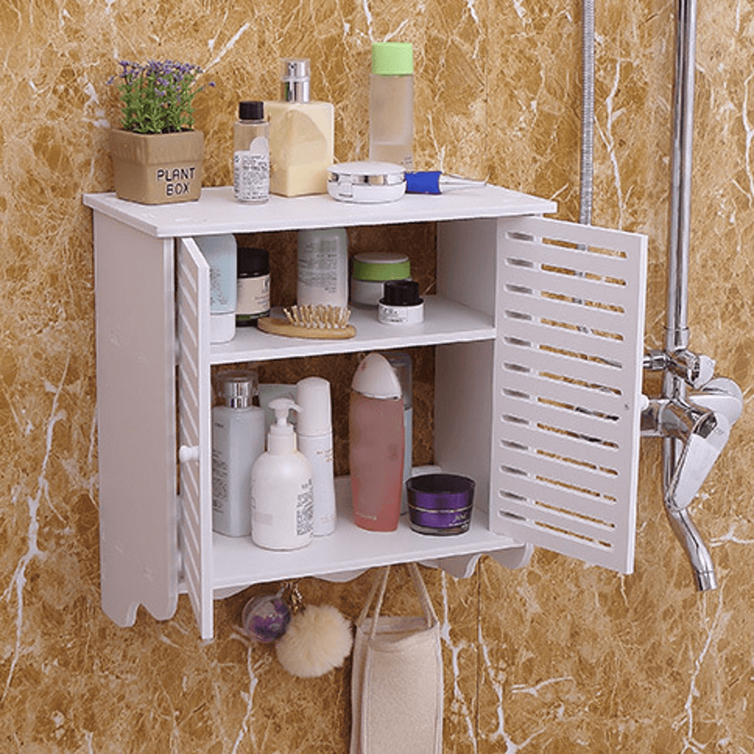 2-Tier Bathroom Holder Wall Mount Shelf Shower Cosmetic Storage Closet Organizer - MRSLM