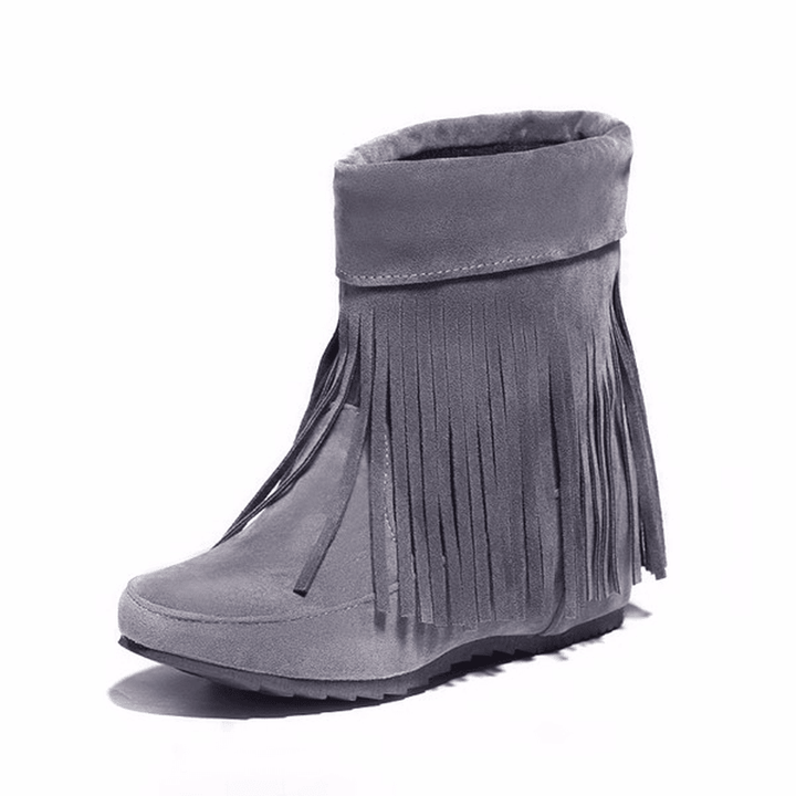 US Size 5-12 Women Suede Boot Outdoor Casual Fashion Tassels Comfortable Short Boots - MRSLM