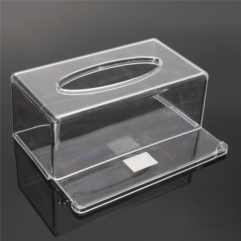 Acrylic Clear Transparent Tissue Box Cover Rectangular Holder Paper Storage Case - MRSLM