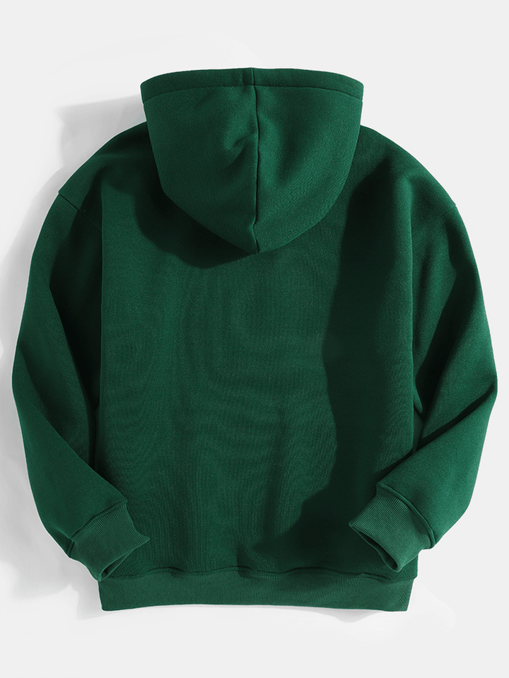 Mens Green Long Sleeve Drawstring Hoodies with Kangaroo Pocket - MRSLM