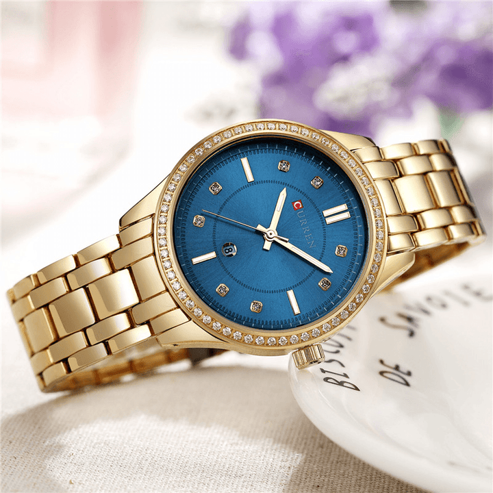 CURREN 9010 Waterproof Crystal Elegant Design Women Wrist Watch Date Display Quartz Watch - MRSLM