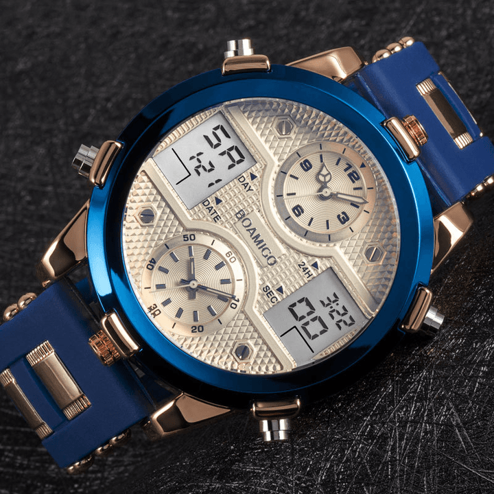 BOAMIGO F931 Fashion Men Digital Watch Luminous Date Display Creative Dial Waterproof Dual Display Watch - MRSLM