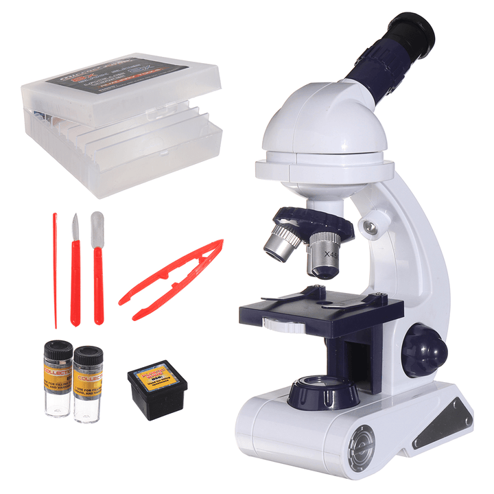 Biological Microscope Kit Children School Educational Toys Kids Gift 80X - 450X - MRSLM