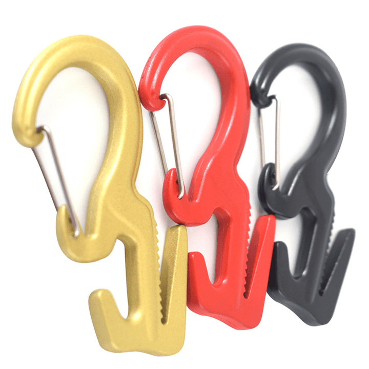 Outdoor Hiking Climbing Durable 9-Shaped 25KG Bearing Carabiner with 2M Rope-Black/Red/Gold - MRSLM