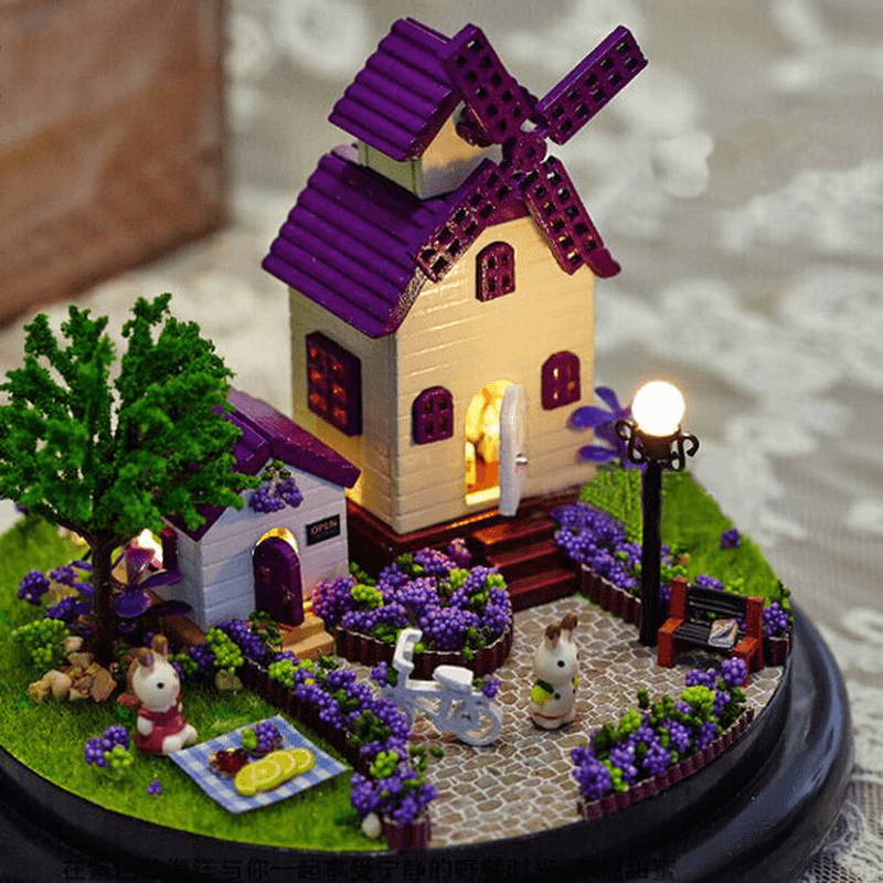 1:32 Cuteroom Dollhouse Miniature Provence House DIY Kit with Cover and LED - MRSLM