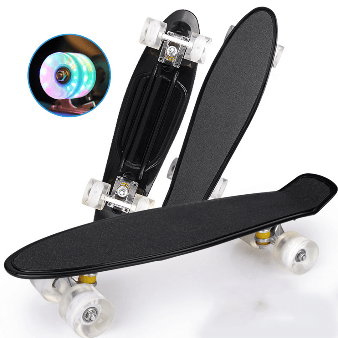 22 Inch Skateboard Mini Cruiser Board Fish Skate Board Adults Children Scooter Pastel Longboard Bearings Flash Wheel - MRSLM