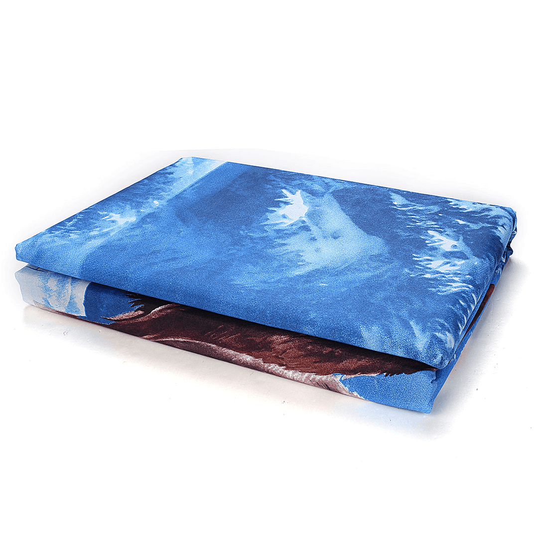 4Pcs Suit 3D Snowfield Wolf Reactive Dyeing Polyester Fiber Bedding Sets Queen Size - MRSLM