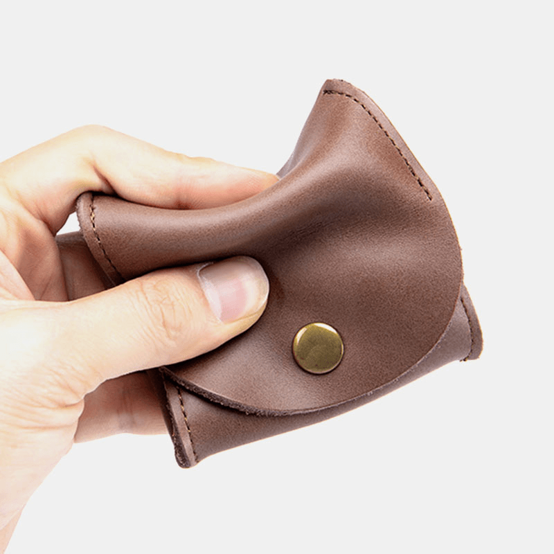 Unisex Genuine Leather Casual Mini Coin Earphone Storage Bag Wallet Coin Bag - MRSLM