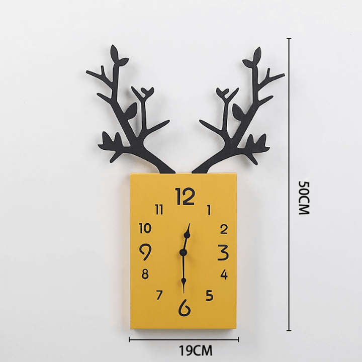 50 X 35Cm Simple Wooden Antler Wall Clock Roman Numerals Wall Home Office Decor - MRSLM