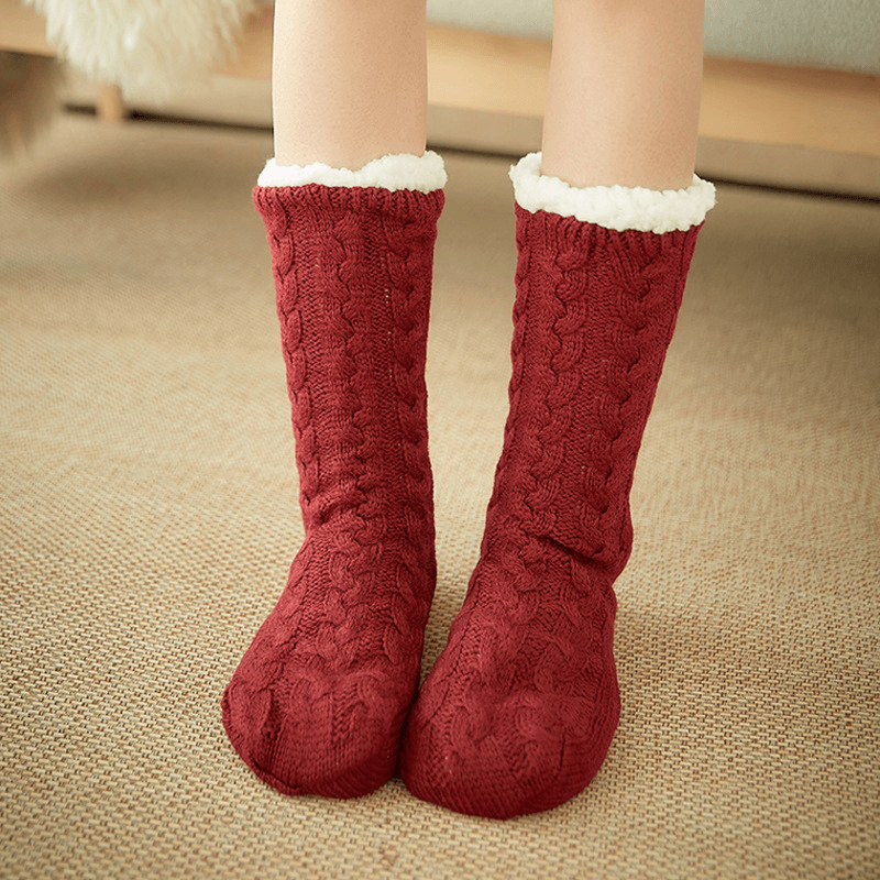 Women Winter Thickening Warm Non-Slip Middle Tube Socks - MRSLM