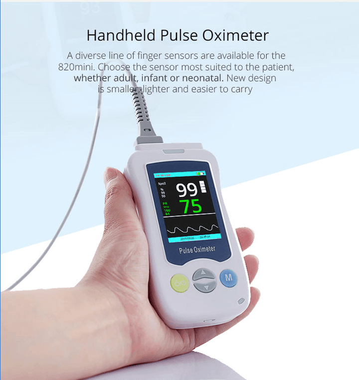 BOXYM Handheld Pulse Oximeter Finger Clip HD LCD Display Brightness Adjustment Pulse Oximetry Monitor - MRSLM