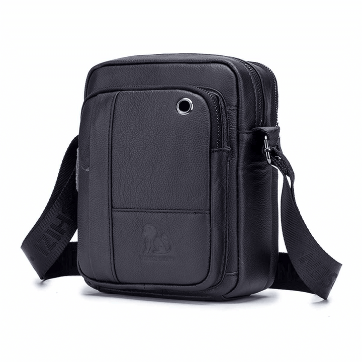 Men Leather Bag Messenger Cross Body Portable Travel Shoulder Briefcase Satchel Retro Outdoor Chest Backpack Bag Day Packs - MRSLM