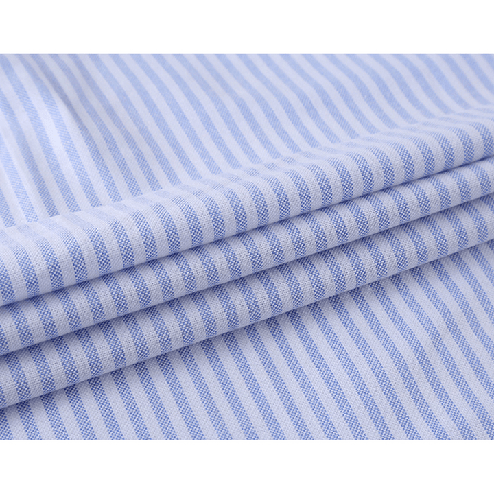 Mens Long Sleeve Slim Casual Cotton Striped Oxford Shirts - MRSLM