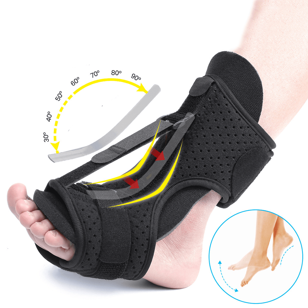 Adjustable Plantar Support Elastic Foot Splint Protector Orthotic Foot Drop Brace Achilles Heel Ankle Ache Alleviate with Massage Ball Elastic Strap - MRSLM