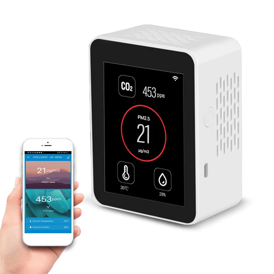 WIFI 2.8 Inch TFT Color Display Screen Intelligent CO2 PM2.5 Air Quality Monitor Temperature Humidity Multifunctional Detector Air Quality Detector - MRSLM