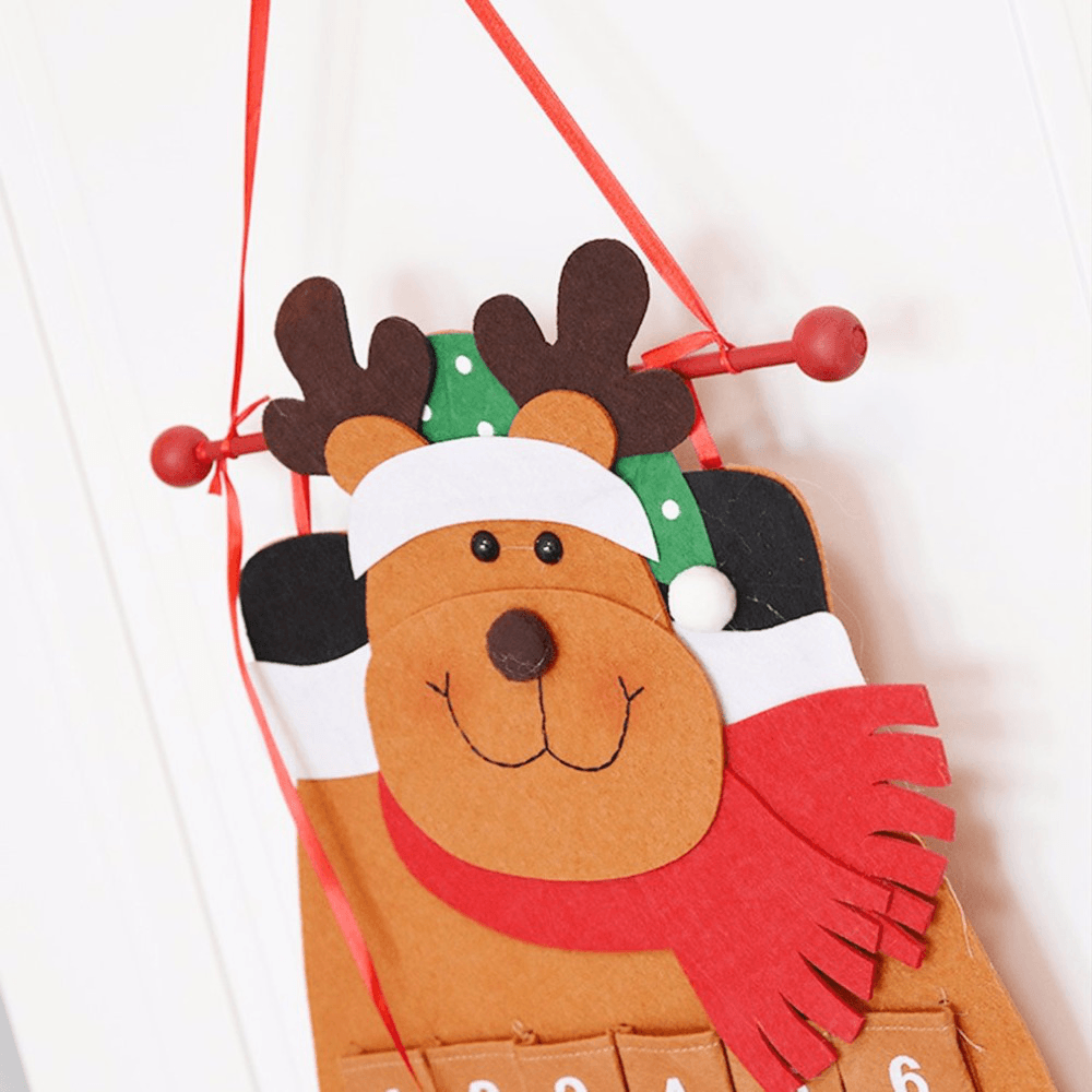 Christmas Countdown Calendar Snowman Deer Hanging Advent Calendar Decorations Home Decor - MRSLM