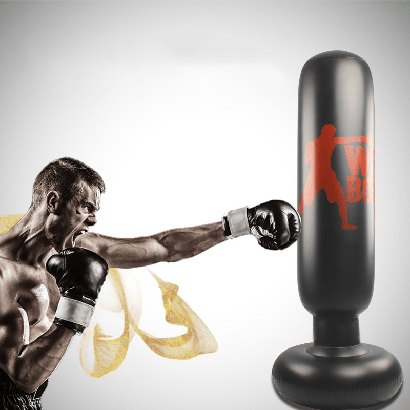 KALOAD 160Cm Inflatable Boxing Pillar Adult Kids Tumbler Punching Bag Thickened Vertical Fitness Exercise Column - MRSLM