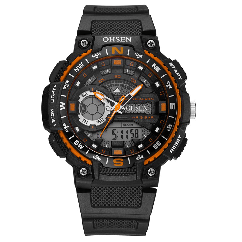 OHSEN AD1705 Digital Watch Dual Display Multifunction LED Sport Swimming Men Watch - MRSLM