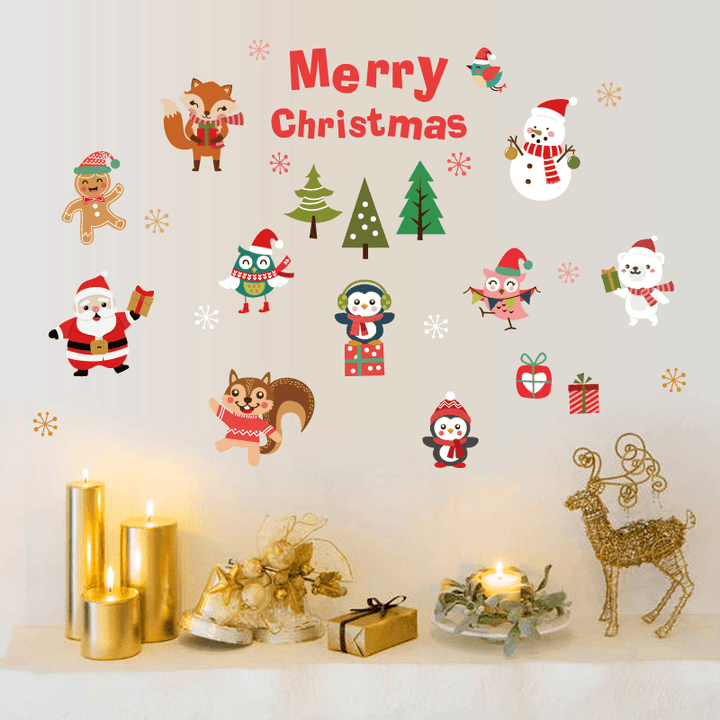 Miico SK6038 Christmas Sticker Novetly Cartoon Wall Stickers for Kids Room Decoration Christmas Party - MRSLM