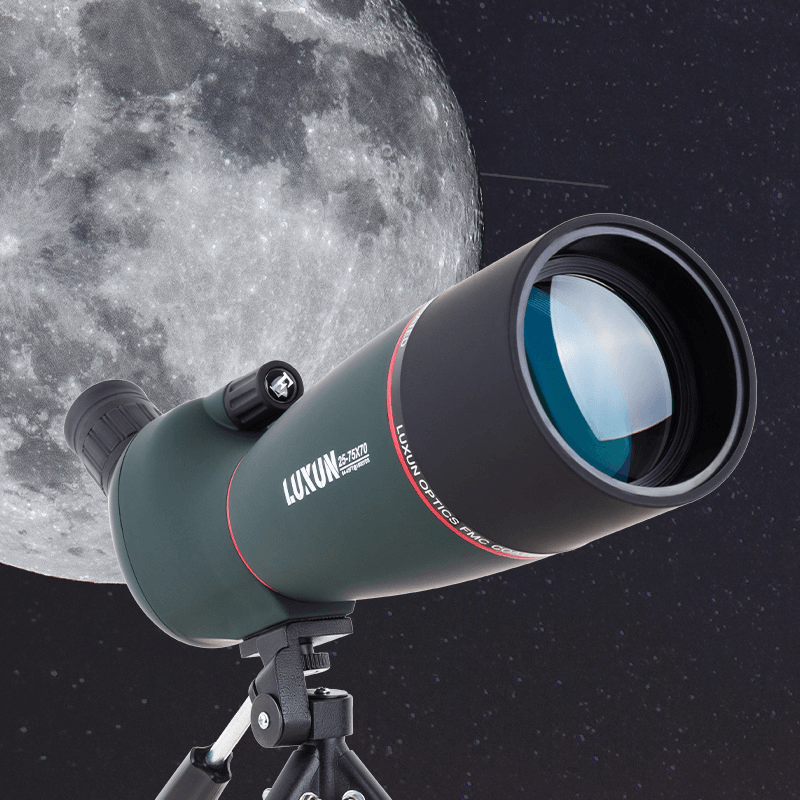 LUXUN 25-75X70 Zoomable View Telescope Waterproof BAK4 Optic Bird Monocular with Tripod Storage Bag - MRSLM