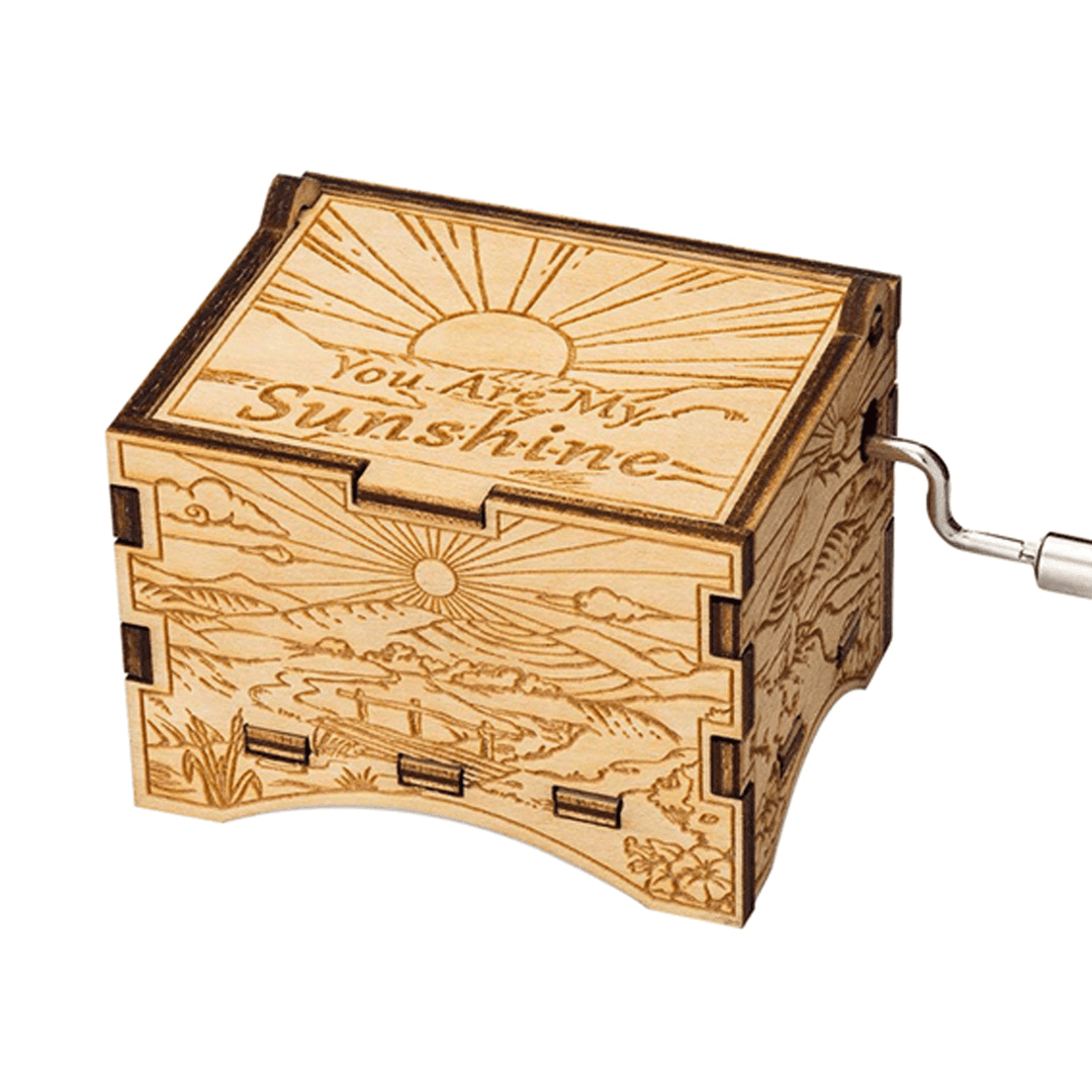 Retro Vintage Music Box Wood Hand Cranked Music Box Home Crafts Decor Xmas Gifts - MRSLM