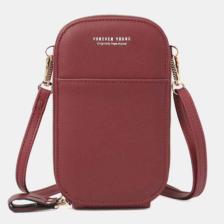 Women Oval Solid Color Casual Phone Bag Crossbody Bags Shoulder Bag Clutch Bags - MRSLM