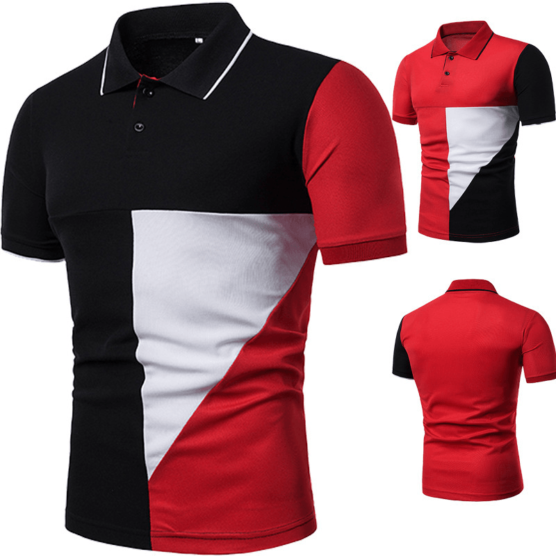 T-Shirt Men'S Short-Sleeved Shirt New Product Hit Color Large Size All-Match Casual Fashion Chic - MRSLM