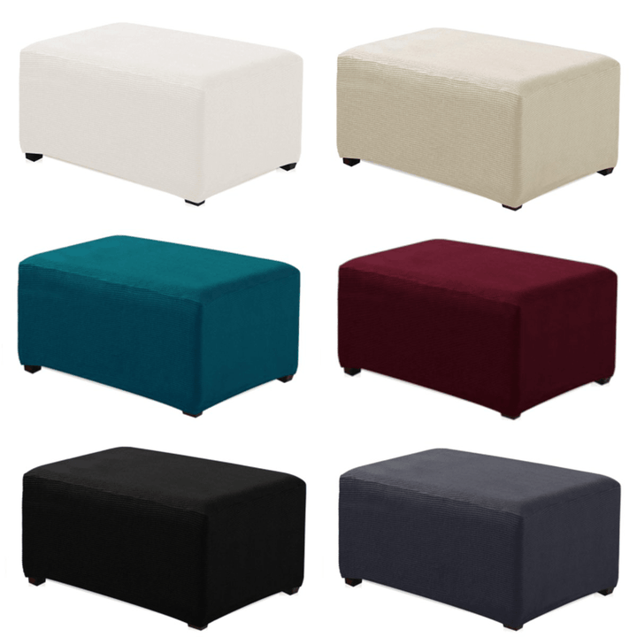 Stretchy Fabric Footstool Cover Square Ottoman Protector Stretch Slipcover for Home Sofa - MRSLM