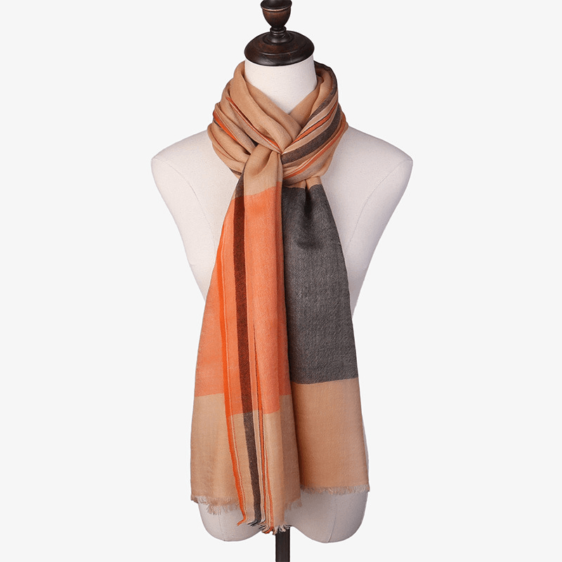 Autumn and Winter Versatile Checkered Fringe Warm Long Scarf - MRSLM