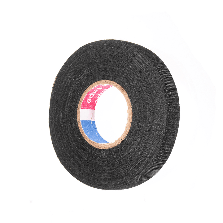 15Mm X 15M Adhesive Cloth Fabric Tape Wool Roll Black Wiring Harness Electric Cable Wire Tape Tools - MRSLM