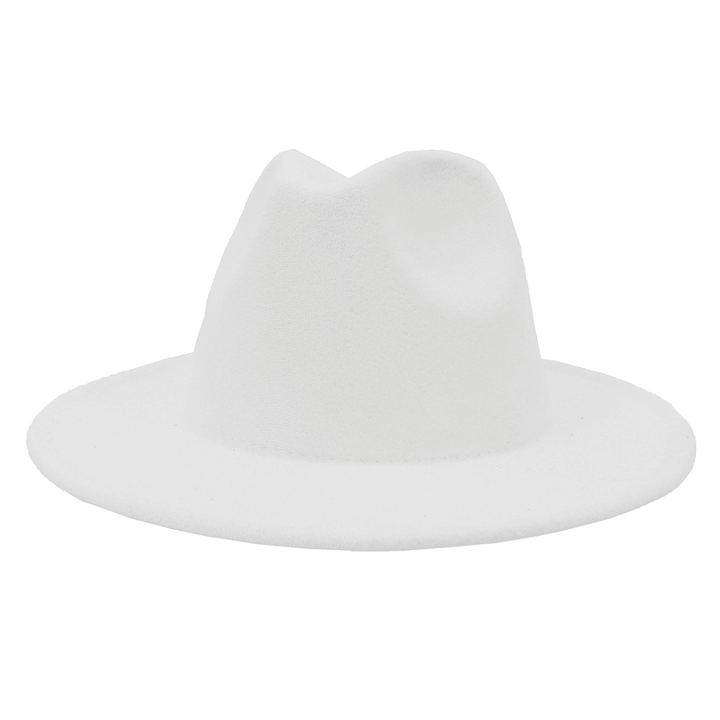 Ladies Black Hat Simple Woolen Top Hat Flat Brim Big Brim Jazz Hat - MRSLM