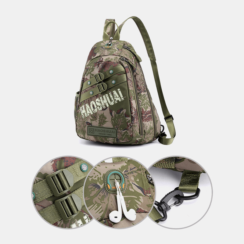 Men Camouflages Multifunction Large Capacity Waterproof Sport Chest Bag Shoulder Bag Crossbody Bag Backpack - MRSLM