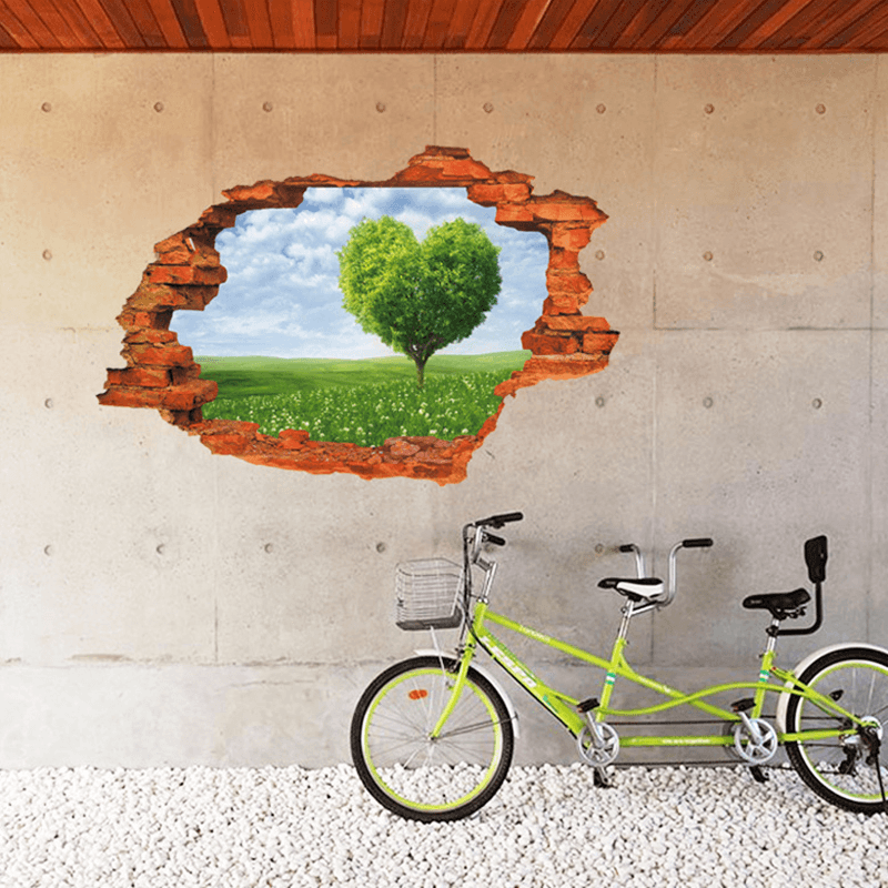 Miico Creative 3D Love Tree Scenery Broken Wall Removable Home Room Decorative Wall Decor Sticker - MRSLM