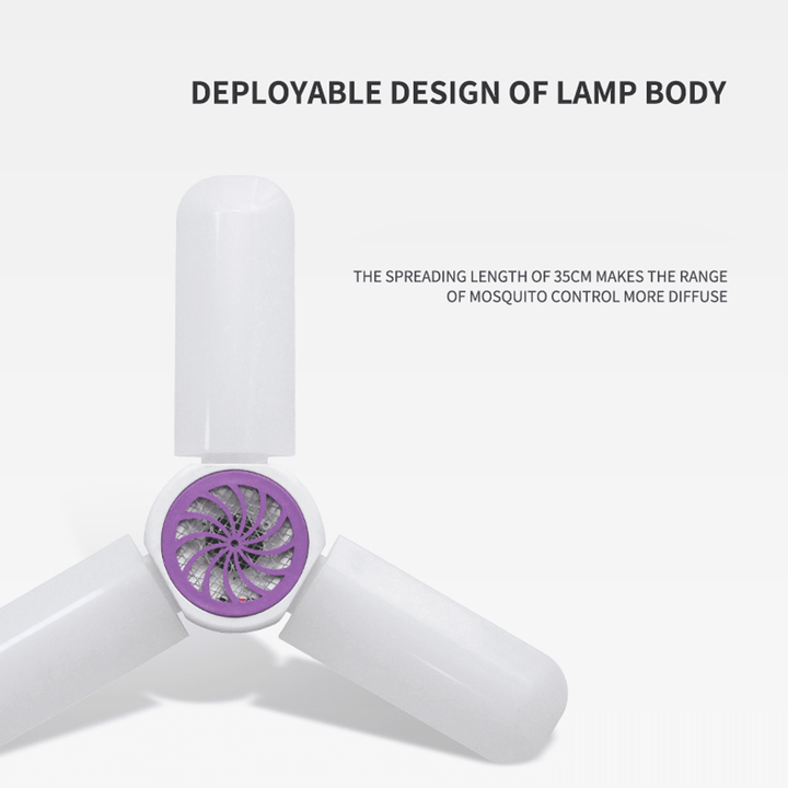 E27 Foldable Mosquito Killer Lamp 3 Leaf Deformable LED Light Bulb for Home Indoor Use 110-265V - MRSLM