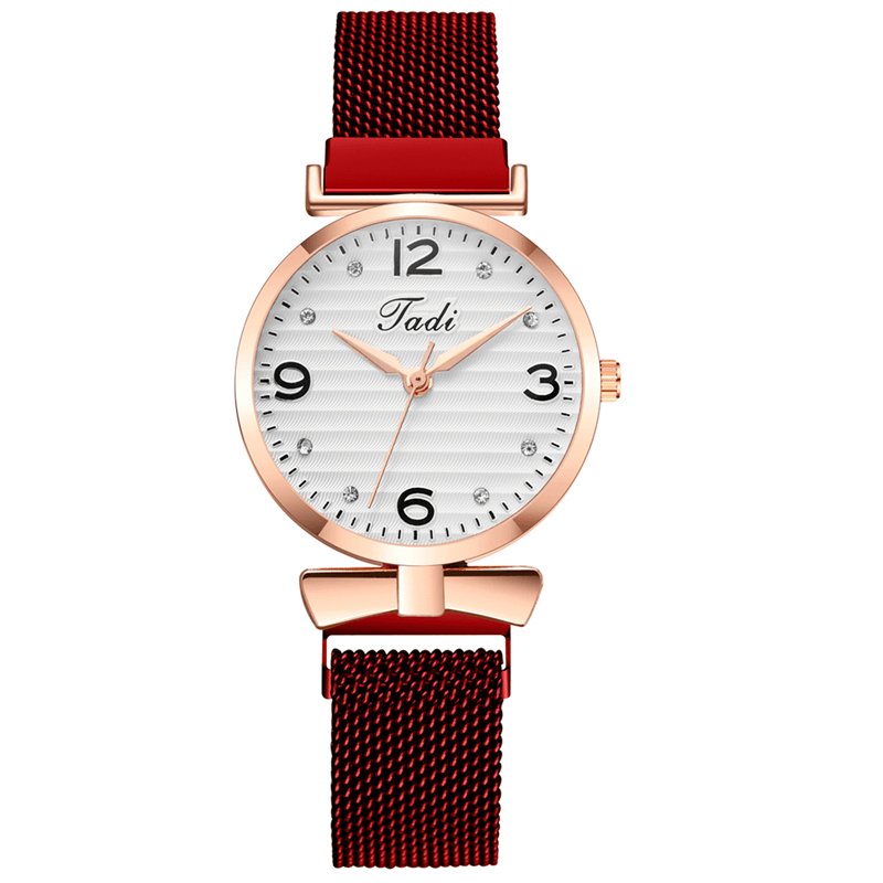Trendy Simple Elegant Design Wild Women Watches Alloy Mesh Band Rose Gold Alloy Case Quartz Watch - MRSLM
