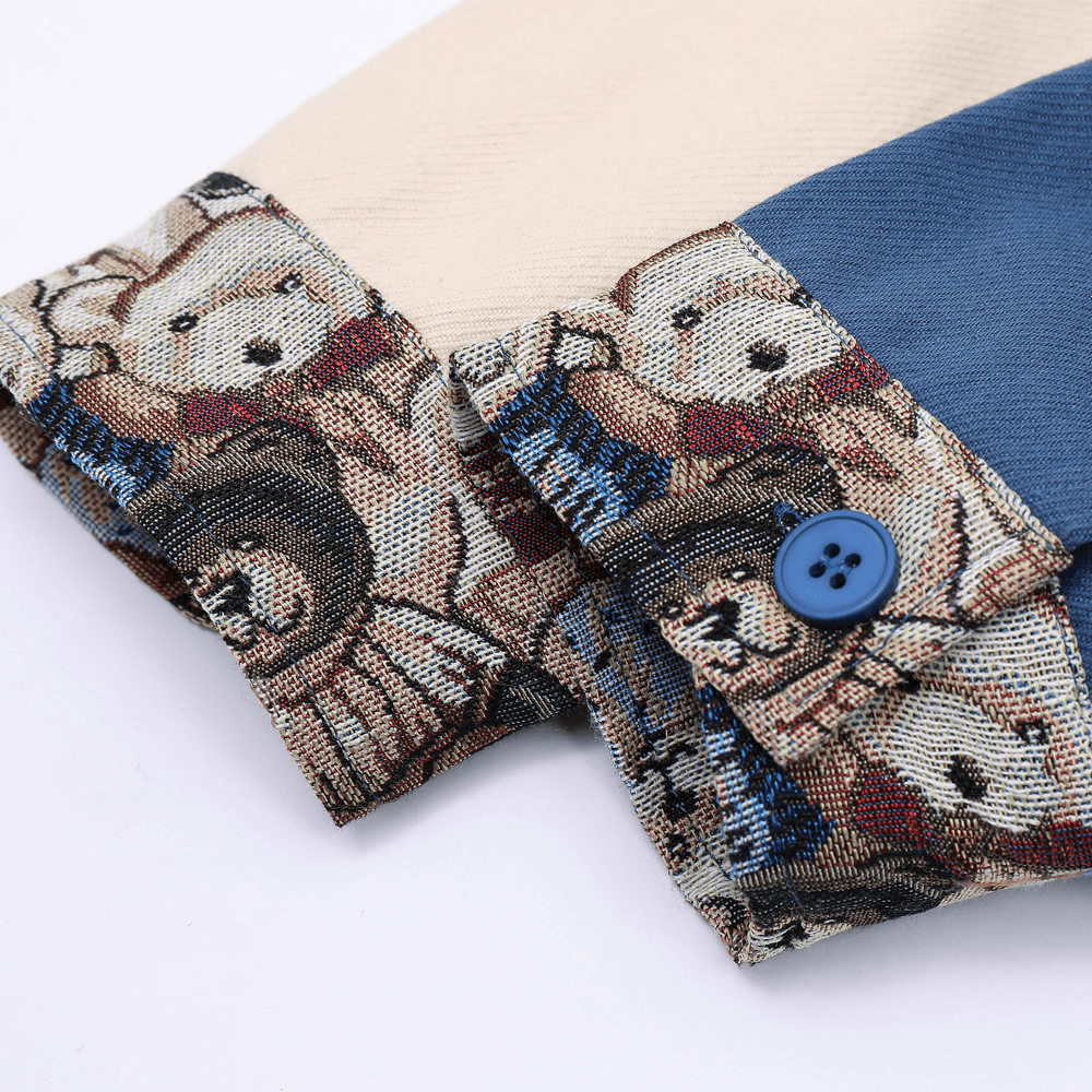 Men'S Retro Bear Contrast Stitching Jacket - MRSLM