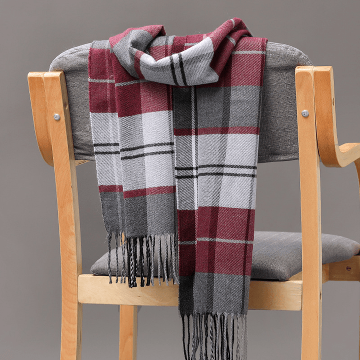 British Plaid Imitation Cashmere Tassels Couple Parent-Child Men'S Scarf - MRSLM