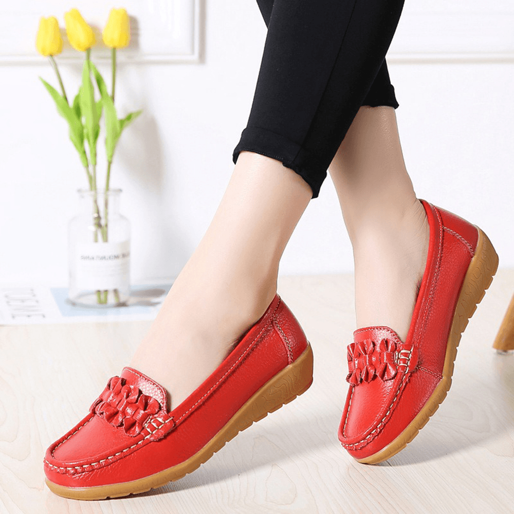 Women Bowknot Stitching Decor Comfy Slip Resistant Casual Loafers - MRSLM