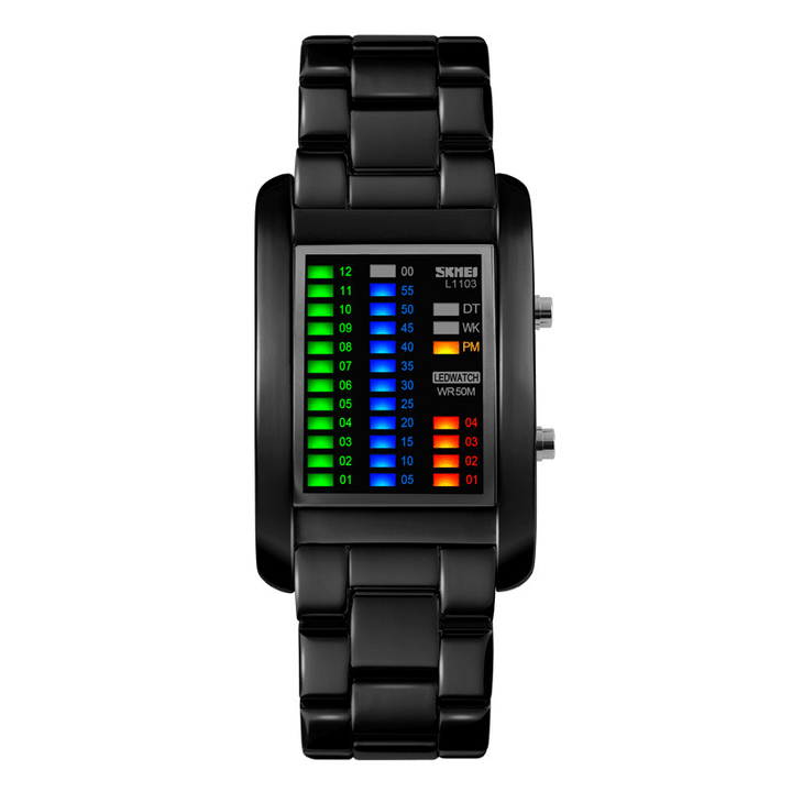 SKMEI 1103 Business Style LED Display Wrist Watch Steel Band Creative Style Digital Watch - MRSLM