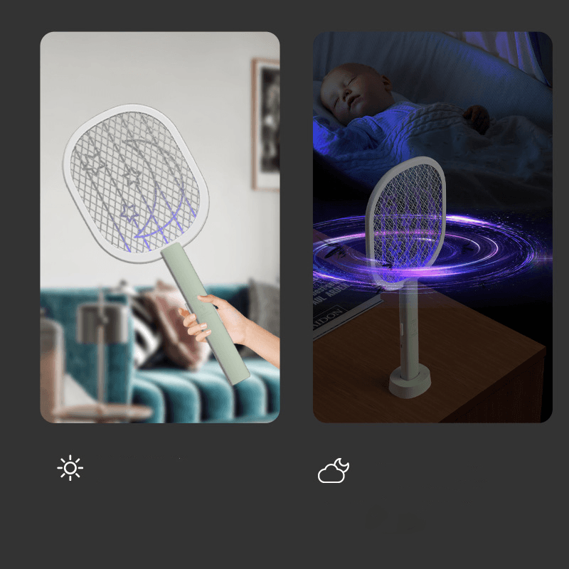 2 in 1 LED Mosquito Killer Lamp Electric Bug Insect Killer USB Rechargeable Fly Swatter Trap anti Mosquito Flies - MRSLM