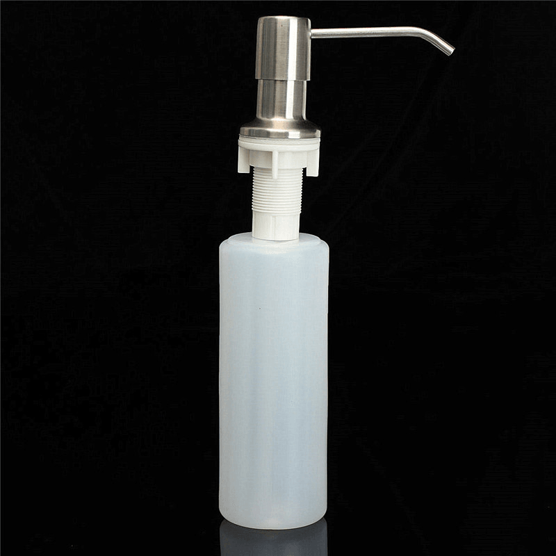 350ML Kitchen Bathroom Sink Liquid Soap Dispenser Cleanser Essence Hand Sanitizer Brushed Nickel Head Bottle - MRSLM
