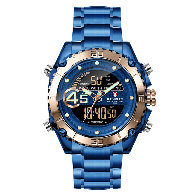 KADEMAN K9054 Sport Men Digital Watch Luminous Date Week Display Waterproof LCD Dual Display Watch - MRSLM