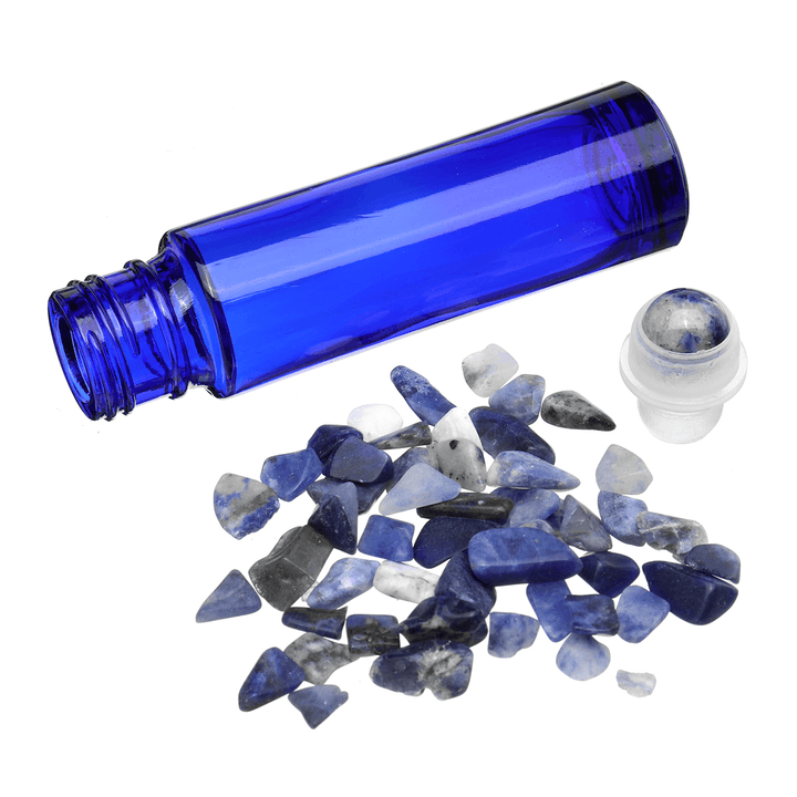 10Pcs Natural Crystals Glass Essential Oil Gemstone Roller Ball Chip inside Bottles - MRSLM