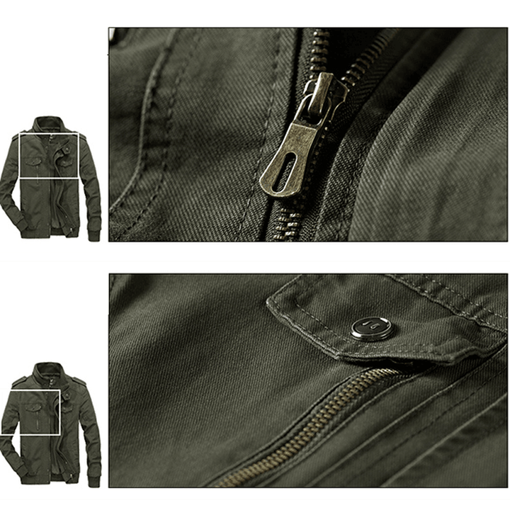 Military Style Epaulet plus Size S-4XL Cotton Autumn Jacket - MRSLM