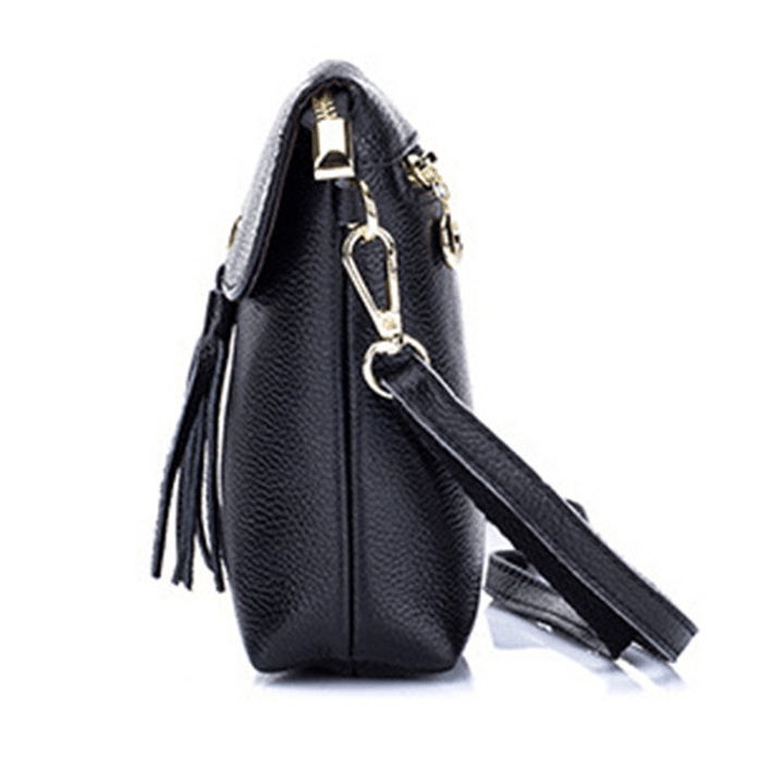 Genuine Leather Tassel Mini Shoulder Bags Vintage Hasp Crossbody Bags 5.5'' Phone Bags - MRSLM
