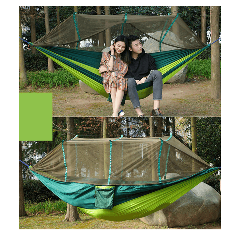 1-2 Person Camping Hammock Hanging Bed Swing Chair with Mosquito Net Outdoor Travel - MRSLM