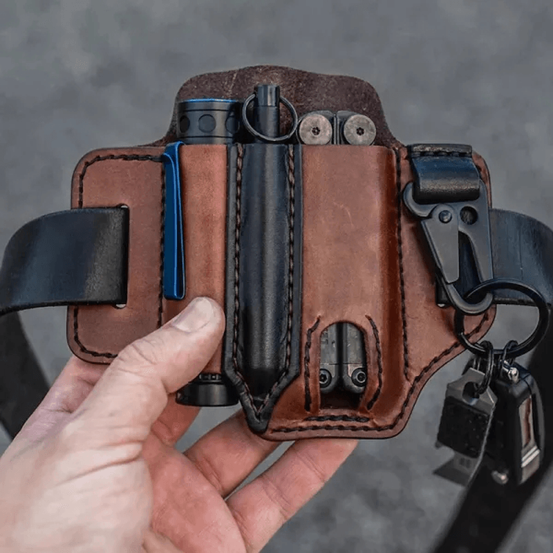 Genuine Leather EDC Belt Loop Waist Multitool Sheath Belt Bag Waist Bag - MRSLM