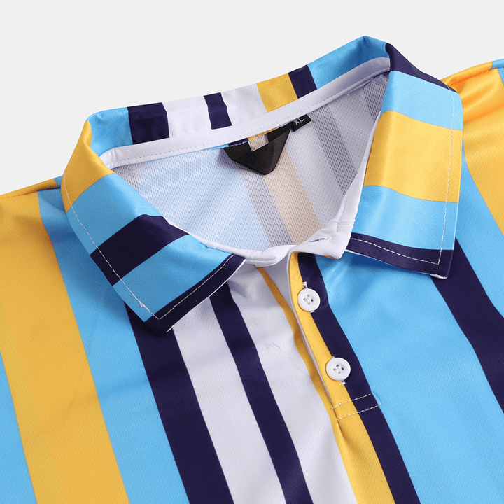 Mens Summer Colorful Striped Casual Golf Shirts - MRSLM